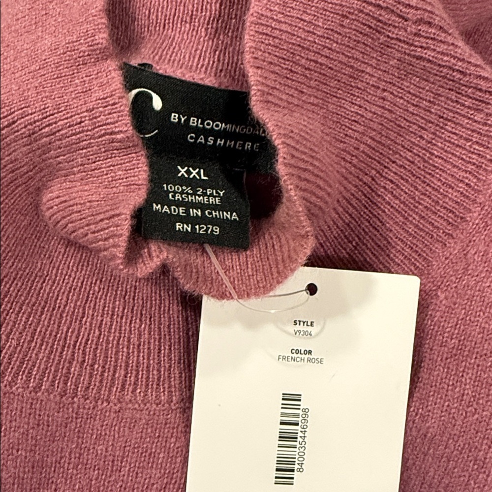 Bloomingdale’s 100% Cashmere Sleeveless Mock Neck Sweater XXL Pink NWT - Picture 6 of 11